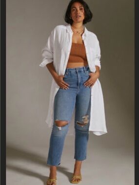 ANTHROPOLOGIE RELAXED BUTTONDOWN LINEN TUNIC